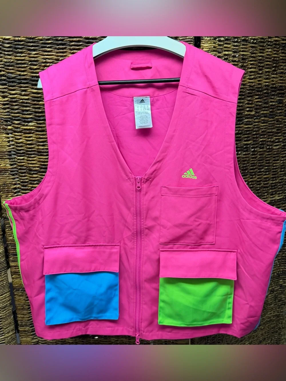 adidas Kidcore Utility-Piece Vest‎ - Hot Pink with Blue & Lime Pockets-XL